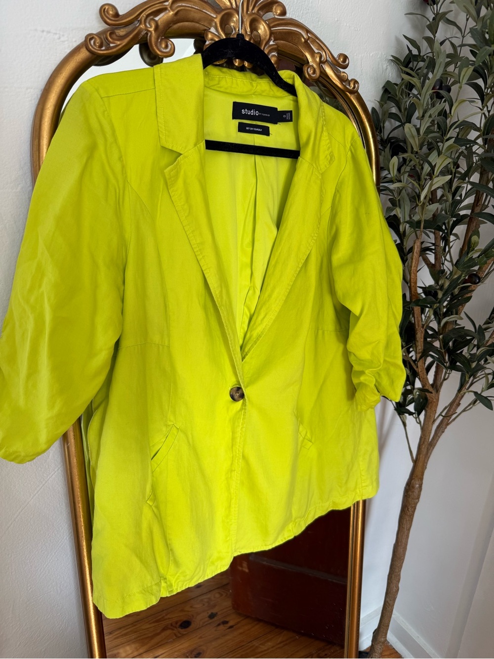 Studio Max Lime Green Women's Blazer Jacket